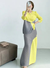 HEYFANCYSTYLE Women's Exclusive Plissé Japanese Skirt Set Petite